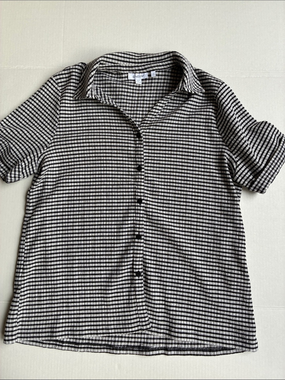 Chico's Black & White Check Button-Down Shirt